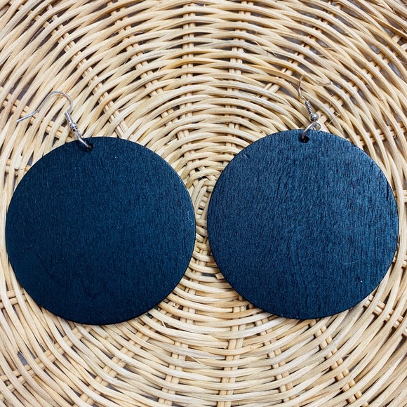 BLACK GIRL FLY Round Painted Wood Drop Earrings - Picture 4 of 4